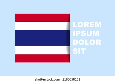 Half Thailand flag vector with copy space, country flag with shadow style, horizontal slide effect, Thailand icon design asset, text area, simple flat design
