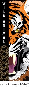 half tiger head design for t-shirt, cards and other applications 