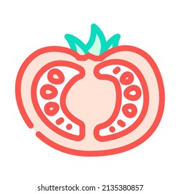 half tomato color icon vector. half tomato sign. isolated symbol illustration