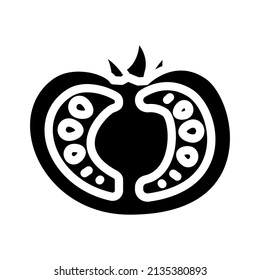 half tomato glyph icon vector. half tomato sign. isolated contour symbol black illustration