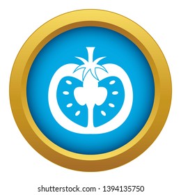 Half of tomato icon blue vector isolated on white background for any design