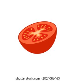 halbe Tomatensymbol. Rotes Gemüse, Ernte zur Herstellung von Tomatenpasta oder Salat. Lebensmittel für gesunde Ernährung