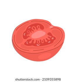 Tomate fresco medio rojo aislado en fondo blanco. Ilustración vectorial plana.