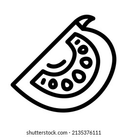 Halbtomatenzeilensymbol, Vektorgrafik. halbes Tomatenzeichen. isoliertes Kontursymbol