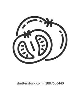 Half tomato, linear icon. Line with editable stroke
