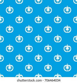 Half of tomato pattern repeat seamless in blue color for any design. Vector geometric illustration