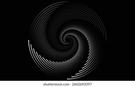 Half tone circle, Clean dot swirl pattern, Circle design elements, Spiral, Swirl shape made of circular pattern of dots