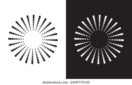 Half tone circle. Round dotted frame, circles pattern border and abstract halftone graphic design vector set. Round border Icon using halftone circle dots.