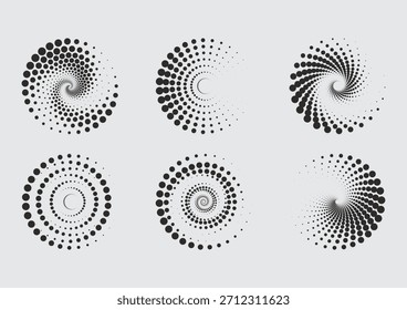 Círculo de medio tono. Marco punteado redondo, borde de patrón de círculos y Vector de Diseño gráfico semitono abstracto