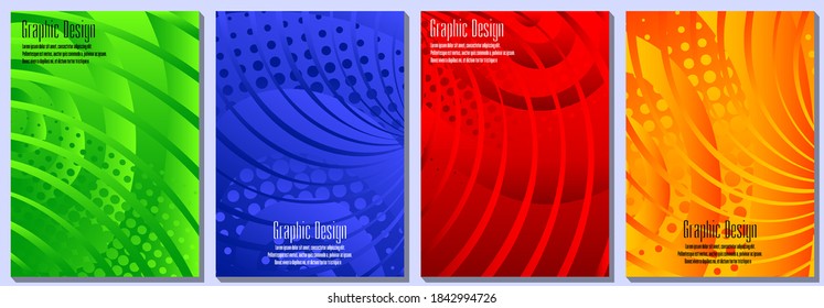 Half tone cover design templates. Layout set of abstract geometric design for covers of books, brochures, notebooks, reports, magazines. Vector illustration.