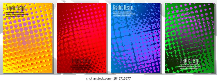 Half tone cover design templates. Layout set of abstract geometric design for covers of books, brochures, notebooks, reports, magazines. Vector illustration.
