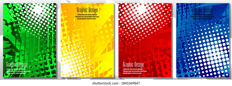 Half tone cover design templates. Vector layout set of abstract geometric design for posters and covers of books, brochures, notebooks, reports, magazines.