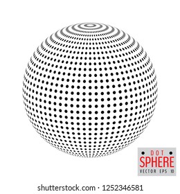 Half tone dot 3d sphere isolated on white background. Vector illustration for your graphic design.