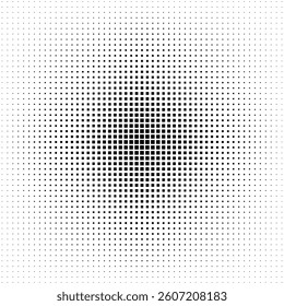 Half Tone Dots Black and White Background. Halftone Central Shadow Backdrop. 