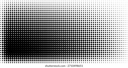 Gradiente de medio tono. Gradiente punteado, pulverización de puntos finos y fondo punteado medio tono sin fisuras patrón geométrico Horizontal conjunto de Plantilla de Vector. Ilustración vectorial