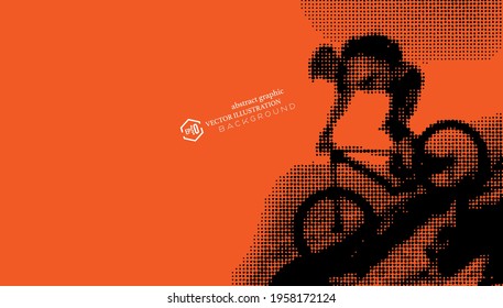 Half tone mountain cyclist's ride  Abstract vector motion background 