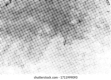 Half tone pop art dot artistic overlay element. Distress grunge black and white halftone overlay texture. Dirty noise aging design template. EPS10 vector.