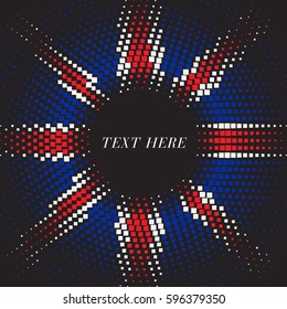 Half tone square round United Kingdom flag template