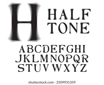 Half tone vector text effect editable. Font in use is Reyka Regular.