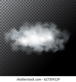 Half Transparent White Vector Cloud Isolated On Dark Background.