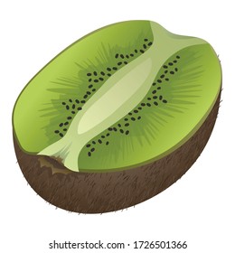 Half tropical kiwi icon. Cartoon of half tropical kiwi vector icon for web design isolated on white background