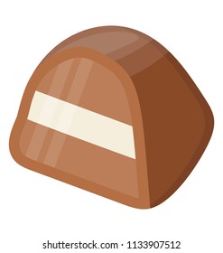 
Half truffle bite of chocolate with vanilla cream inside 
