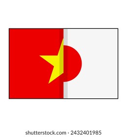 Half Vietnam flag and half Japan flag icon. Vector.