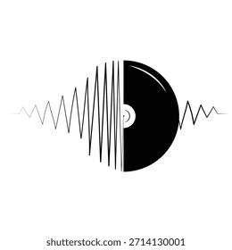 Medio vinilo con Ilustración vectorial de ondas acústicas.