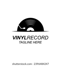 Half Vinyl Disk Record Logo Design Template.