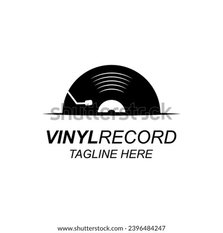 Half Vinyl Disk Record Logo Design Template.
