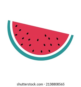 Half Watermelon icon Vector Illustration in cartoon flat and naive style