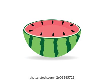 Half of watermelon isolated on white background. Vector illustration. Watermelon vector. Flat style. Summer.