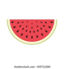 Half of watermelon isolated on white background. Flat icon. Half of watermelon closeup