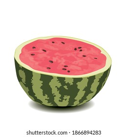 A half of a watermelon on a white background. Vector illustration          