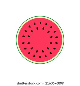 half of a watermelon on a white background, vector illustration.