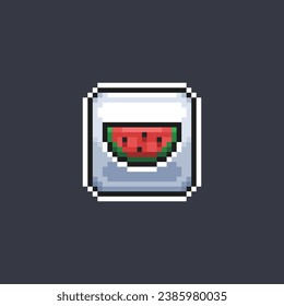 half watermelon sign in pixel art style