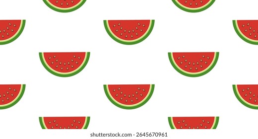Half Watermelon Slices. Half Watermelon Slices Seamless Pattern on Transparent Background. Summer Fruit Design for Textile, Wallpaper, Wrapping and Surface Print. Vector Illustration - Powered by Shutterstock - Get 15% off with code: PIKWIZARD15
