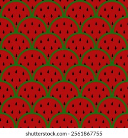 Half watermelon wave pattern design. Seamless. Modern pattern for clothes, decoration, fashion. Vector.