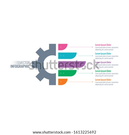 half wheel and bar chart infographic template. information template with five options. business infographic template