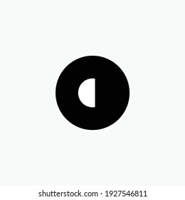 Half white circle . Space moon star astronomy eclipse abstract sun dark abstrak, vector, symbol, logo, icon, sign, Illustration Minimalist.