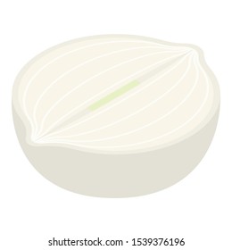 Half white onion icon. Isometric of half white onion vector icon for web design isolated on white background