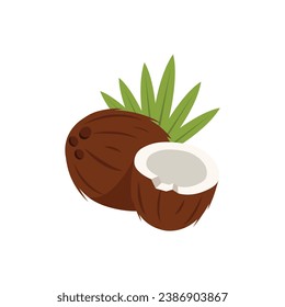 Half And Whole Coconut Icon Vector Design.