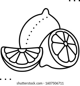 Half and whole lemons line art icon