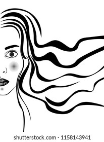Half of a woman's face. Face in pop art style. Minimalism