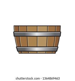 half wooden barrel vector illustration isolated on white