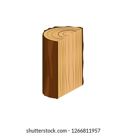 Half Of Wooden Stump Illustration. Log, Tree Trunk, Firewood. Wood Concept. Can Be Used For Topics Like Natural Fuel, Forestry, Wooden Industry