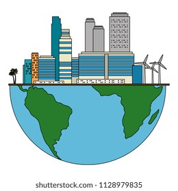 half world with buildings cityscape
