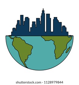 half world with buildings cityscape