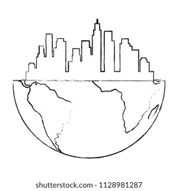 half world with buildings cityscape
