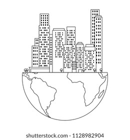 half world with buildings cityscape